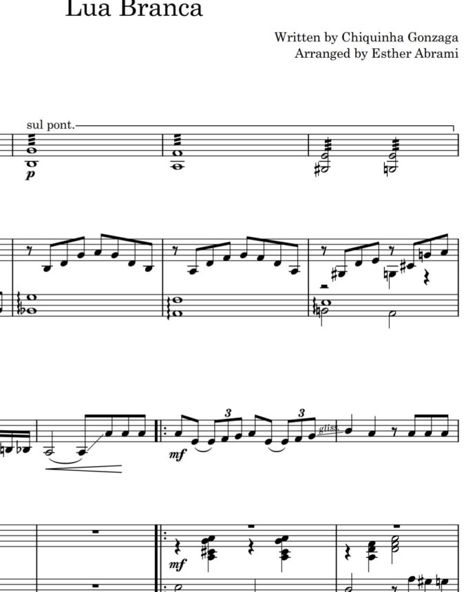 Lua Branca, Chinquinha Gonzaga, Arrangement for violin and piano by Esther Abrami